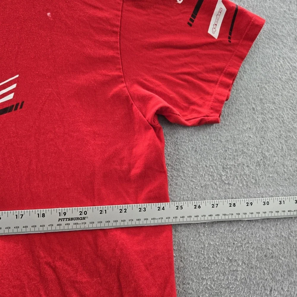 Alpinestars Men Shirt‎ 2XL Red Y2K Grunge Skate Logo Stripes Short Sleeve